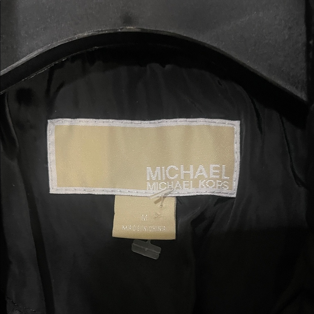 NWOT MICHAEL Michael Kors Black Quilted Trench Coat with Gold Zippers - Picture 11 of 17